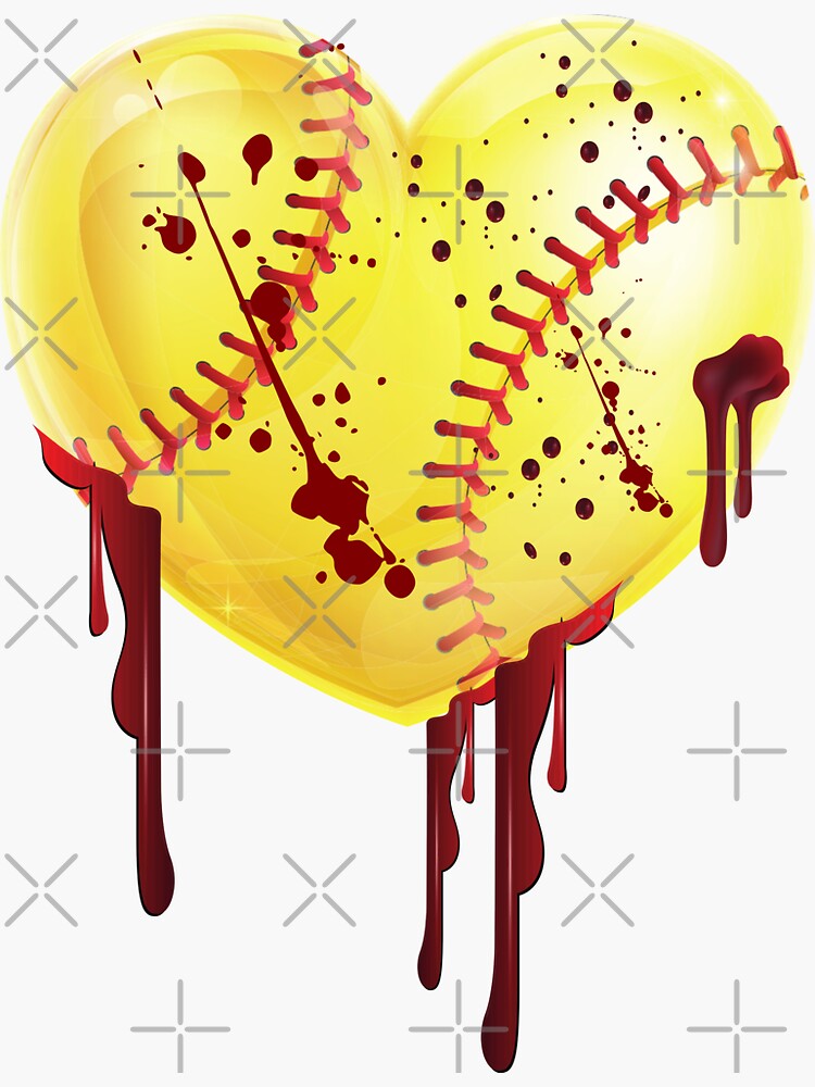 "Bloody Softball Heart Softball Halloween Costume" Sticker for Sale by
