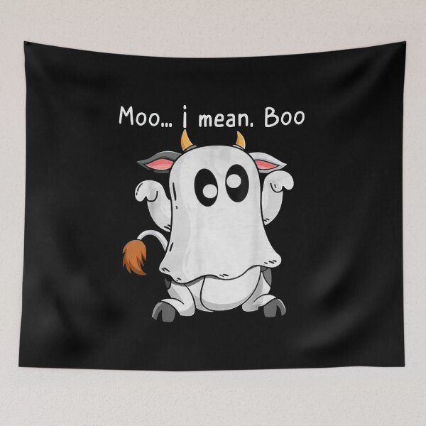 Item preview, Moo I Mean Boo | Ghost Cow Halloween Farmer designed and sold by ghazalish.