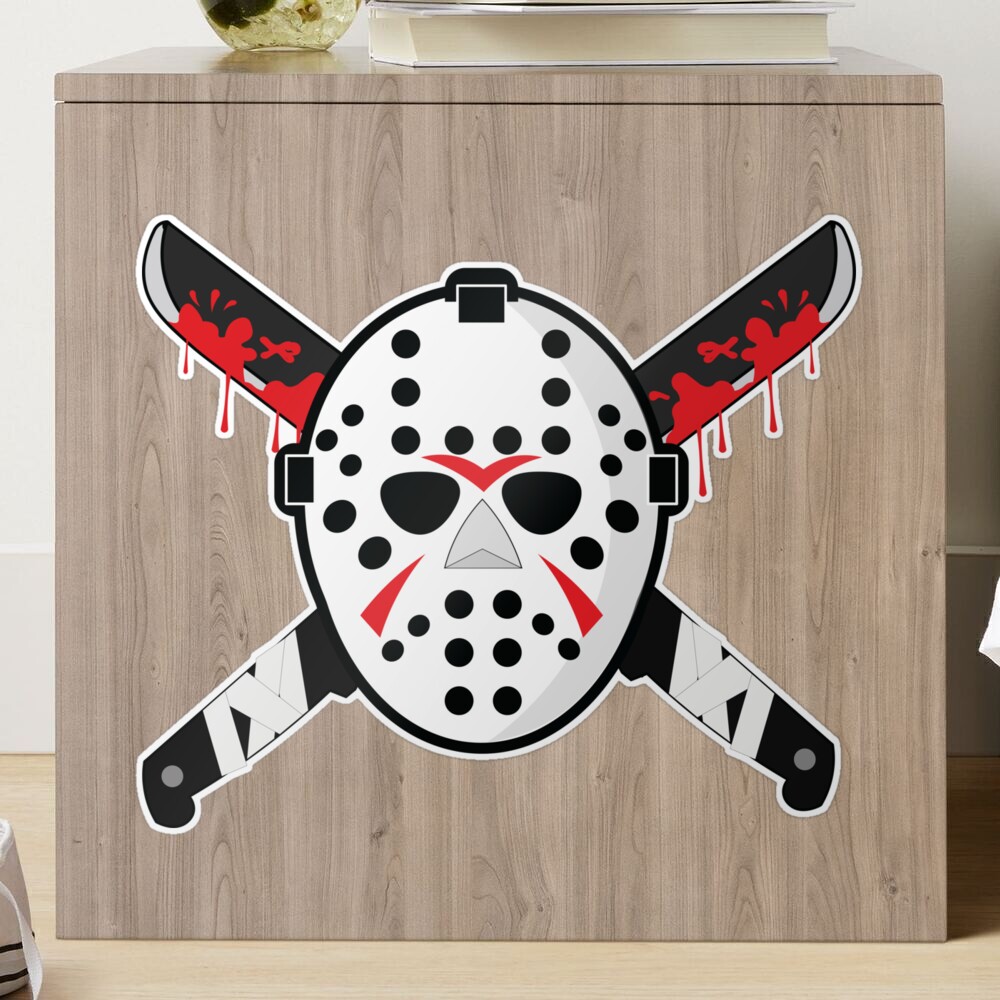 Jason Vorhees Friday the 13th Crossed Machetes Vinyl Window Cling Decal NEW