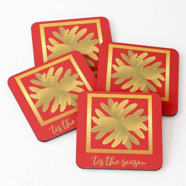 Item preview,  “‘TIS THE SEASON” GOLD METALLIC ABSTRACT DESIGN (on red) designed and sold by EllieMonroe.