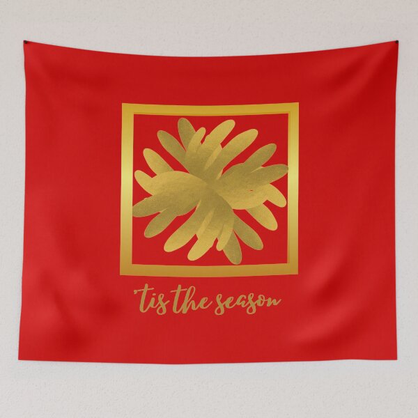 Item preview,  “‘TIS THE SEASON” GOLD METALLIC ABSTRACT DESIGN (on red) designed and sold by EllieMonroe.