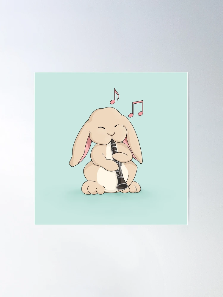 Cute Bunny Playing Clarinet Poster for Sale by Jazznote