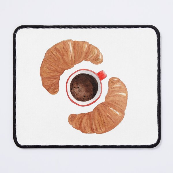 Item preview, Watercolor coffee and croissant illustration designed and sold by IevaLiART.