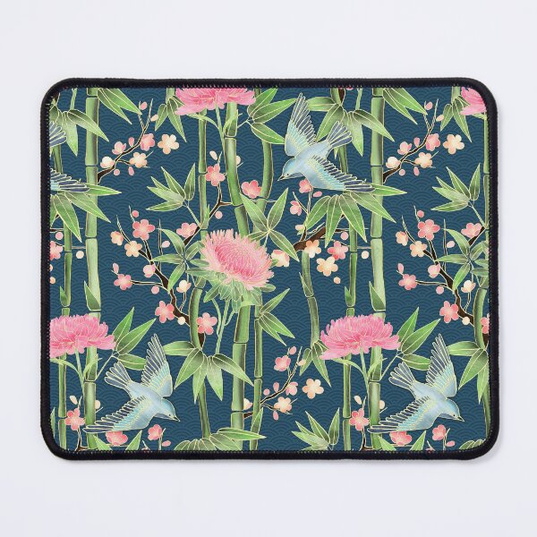 Item preview, Bamboo, Birds and Blossom - dark teal designed and sold by micklyn.
