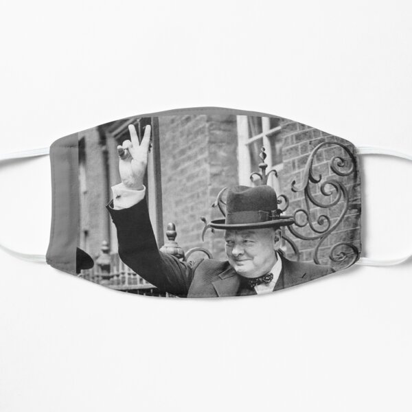 CHURCHILL. British prime minister, V sign, Victory, 1943, WWII. Flat Mask