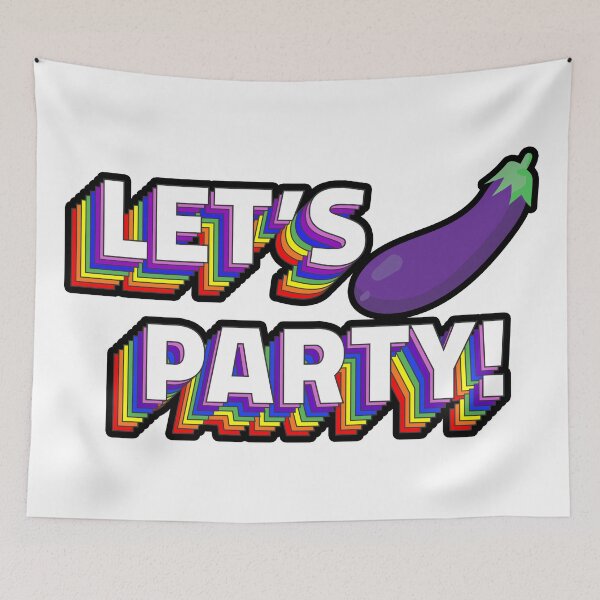 Item preview, Let's PARTY - Funny eggplant emoji - Playful Sexting innuendo - RISKY texts designed and sold by originalsusie.