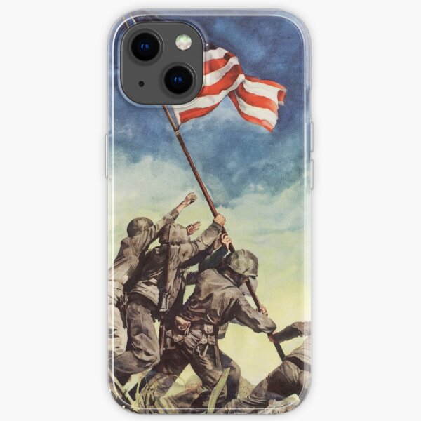 Iwo Jima. American, War, POSTER, USA, Raising the Colours, America, Americana, WW2, WWII. iPhone Soft Case