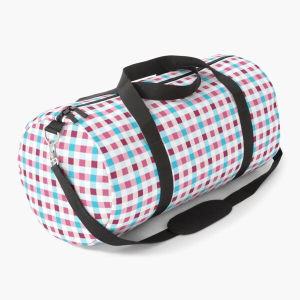 unregelmäßiges Gingham Muster in pink, rosa und blau auf weiß Sporttasche