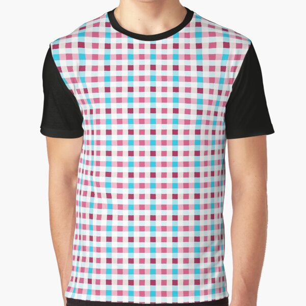unregelmäßiges Gingham Muster in pink, rosa und blau auf weiß Grafik T-Shirt
