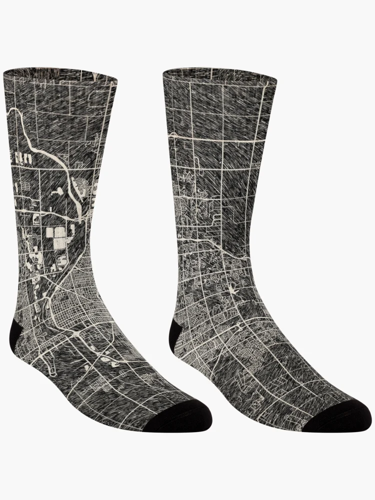 Thumbnail 3 of 5, Socks, Wichita map Kansas Ink lines designed and sold by InkMaps.