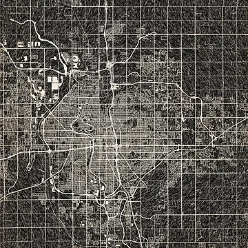Aperçu de l'œuvre Wichita map Kansas Ink lines 2 de InkMaps