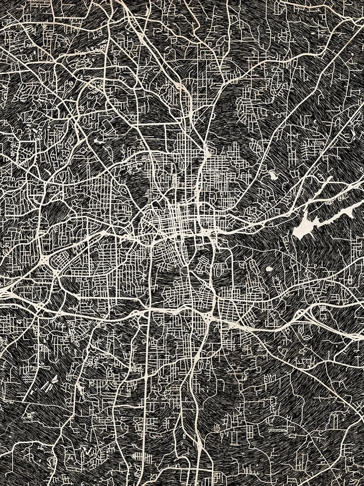 Aperçu 5 sur 5. Robe trapèze avec l'œuvre Winston–Salem map North Carolina Ink lines créée et vendue par InkMaps.