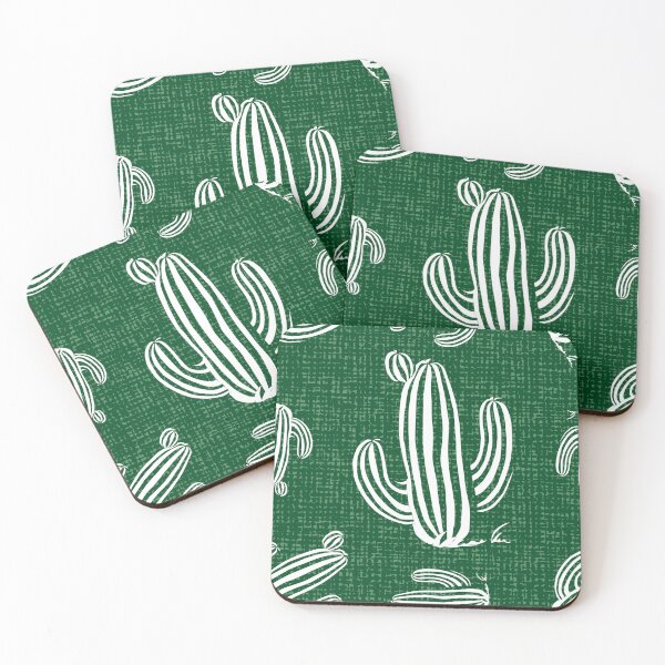 Item preview, Green cactus with canvas background repeat pattern designed and sold by jamiesoondesign.