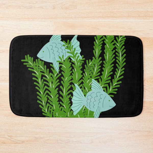 Item preview, Fish & seaweed seagrass under the water green & blue on black designed and sold by Wildflow Creations.