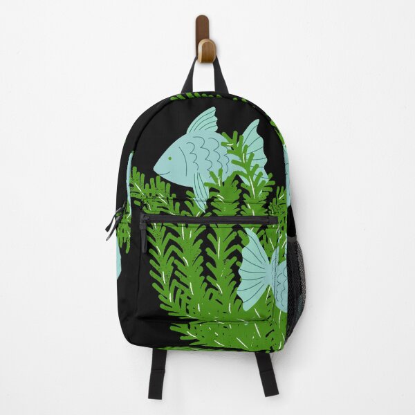 Item preview, Fish & seaweed seagrass under the water green & blue on black designed and sold by Wildflow Creations.