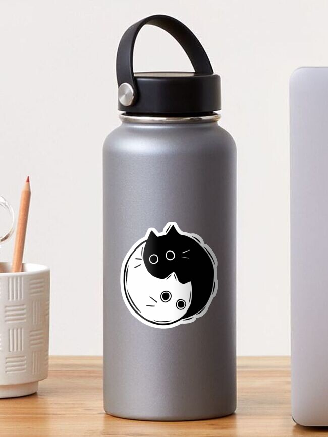 Black White Cat Yin and Yang Water Cup for Women and Daddy Milk