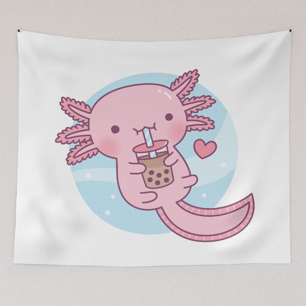 Item preview, Cute Axolotl Loves Bubble Tea designed and sold by rustydoodle.
