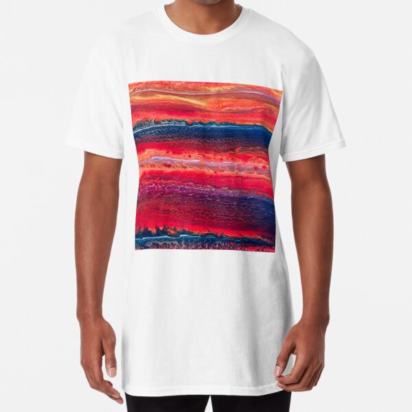 Abstract Art - Acrylic Pour - Fluid Art - Sunset Long T-Shirt
