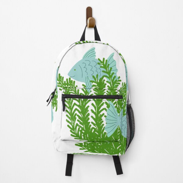 Item preview, Fish & seaweed seagrass under the water green & blue on white designed and sold by Wildflow Creations.