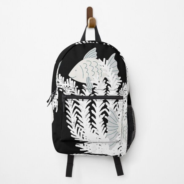 Item preview, Fish & seaweed seagrass under the water white on black designed and sold by Wildflow Creations.