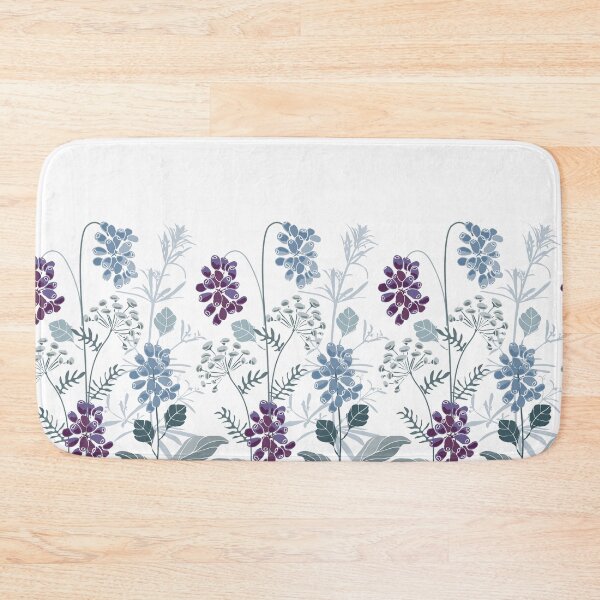 Item preview, Blue, Purple Flowers, Herbs, Berries, Pattern designed and sold by GeeHanz.