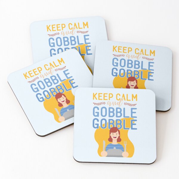 Item preview, Keep Calm And Gobble On | Flat Character Women | Funny Thanksgiving Quotes designed and sold by DrawingBoard.