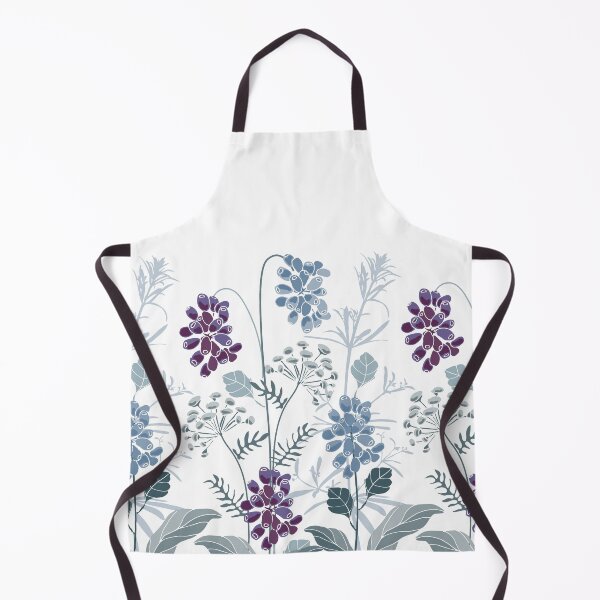 Item preview, Blue, Purple Flowers, Herbs, Berries, Pattern designed and sold by GeeHanz.