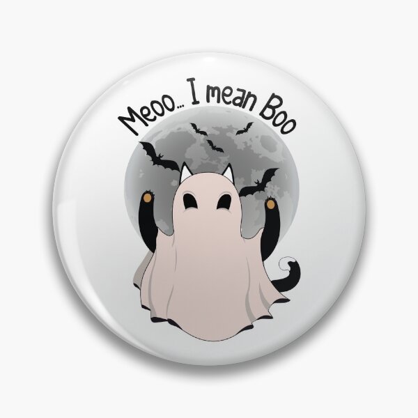Item preview, Cat And Ghost And Moon | Meooo... I Mean Boo Funny Halloween designed and sold by YAHIA-14.