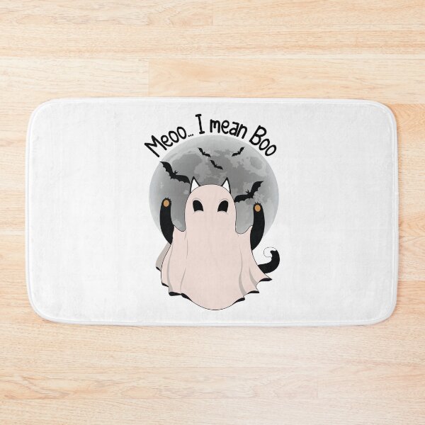 Item preview, Cat And Ghost And Moon | Meooo... I Mean Boo Funny Halloween designed and sold by YAHIA-14.