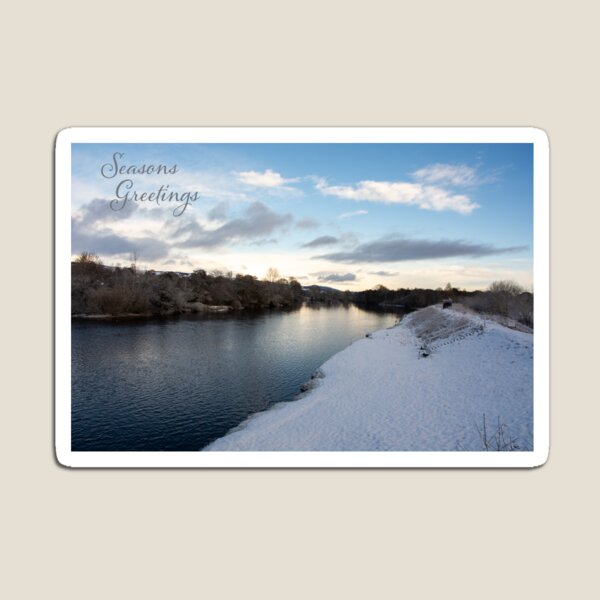 River Conon in Winter - with Seasons Greetings Text Magnet