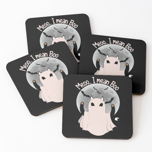 Item preview, Cat And Ghost And Moon | Meooo... I Mean Boo Funny Halloween designed and sold by YAHIA-14.