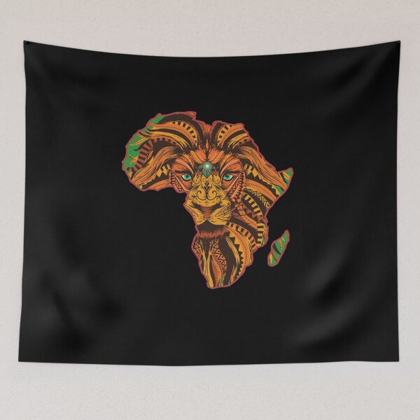 Item preview, Africa Map Lion Painting African American Safari designed and sold by DoSt-997.
