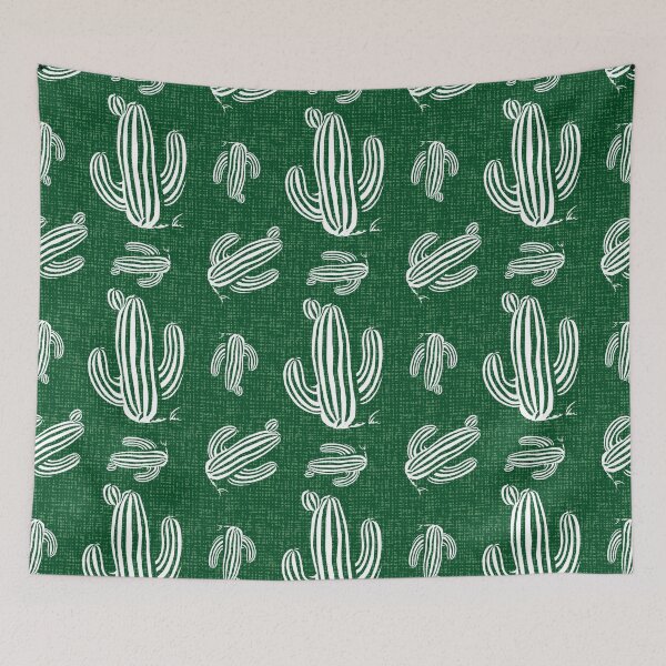 Item preview, Green cactus with canvas background repeat pattern designed and sold by jamiesoondesign.