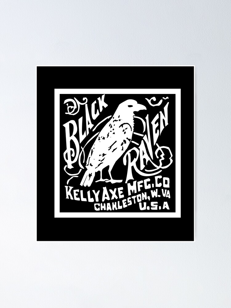 Black Raven Kelly Axe Co. Antique Axe Label Sticker- Axe throwing