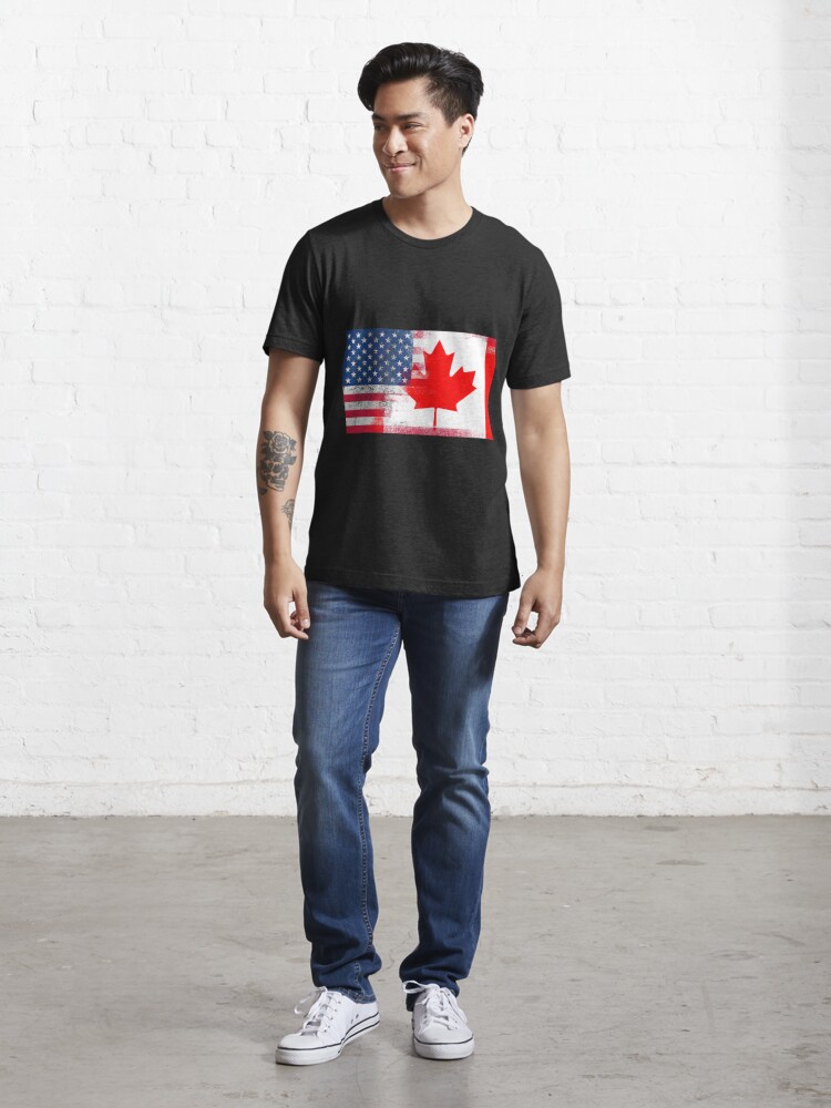 Canadian American Half Canada Half America Flag T Shirt For Sale By Ozziwar Redbubble