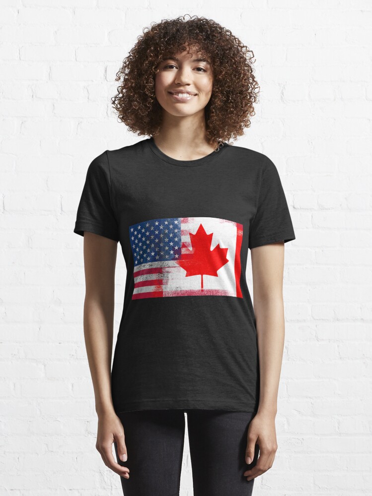"Canadian American Half Canada Half America Flag" Tshirt for Sale by