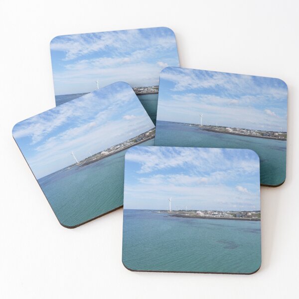 Item preview, drone aerial photography of the blue sea of Woljeong-RI, east of Jeju with a clear sky where you can feel the feeling of autumn, Jeju Island.Korea. designed and sold by human8891.