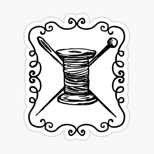 Sewing Thread Spool Needle and Pin Sticker