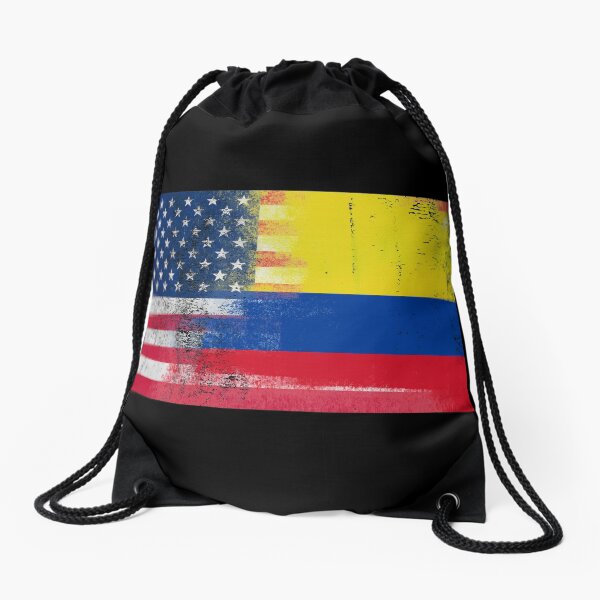 Colombian American Half Colombia Half America Flag Drawstring Bag