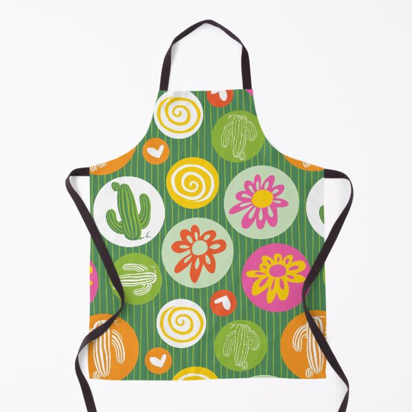Item preview, Colourful cactus and flowers with circles and stripes repeat pattern designed and sold by jamiesoondesign.