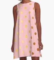 Rosa und Gold-Tupfen A-Linien Kleid