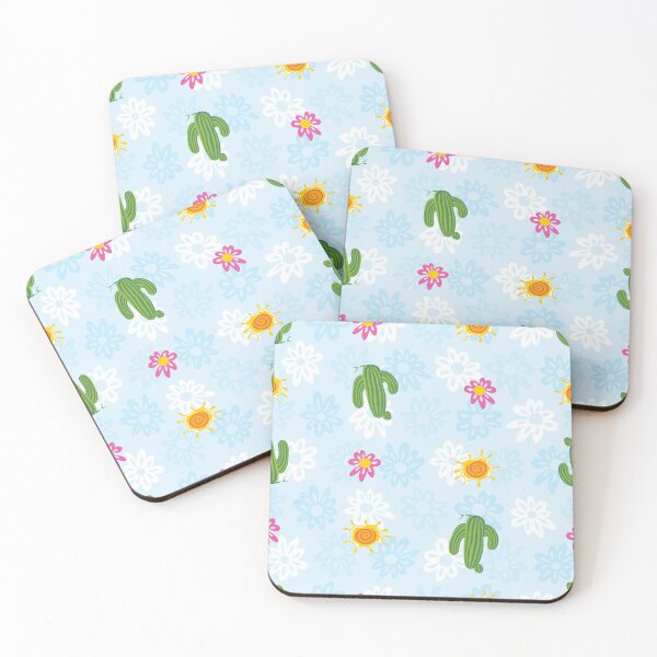 Item preview, Colorful spaced out cactus and flowers repeat pattern designed and sold by jamiesoondesign.