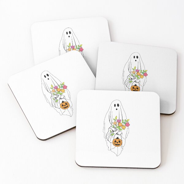 Item preview, Halloween Cute ghost with flower & pumpkin designed and sold by DiduWeer.