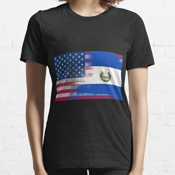 Bandera salvadoreña de los Estados Unidos Half El Salvador Half America Camiseta esencial