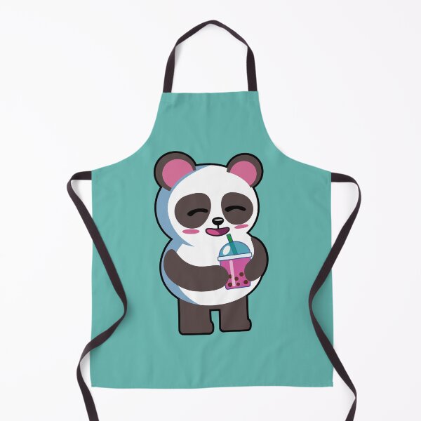 Item preview, cute panda with a pink bubble tea designed and sold by Blazing-Art.