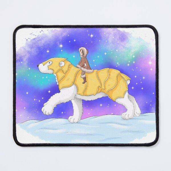 Item preview, His dark materials artwork - Lyra rides polar bear under the star filled northern lights sky  designed and sold by Whimsicolourart.