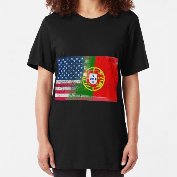 Portuguese American Half Portugal Half America Flag Slim Fit T-Shirt