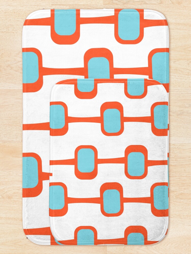 Thumbnail 5 of 6, Bath Mat, Mid Century Modern Orange Pattern designed and sold by CarlaBaremb.