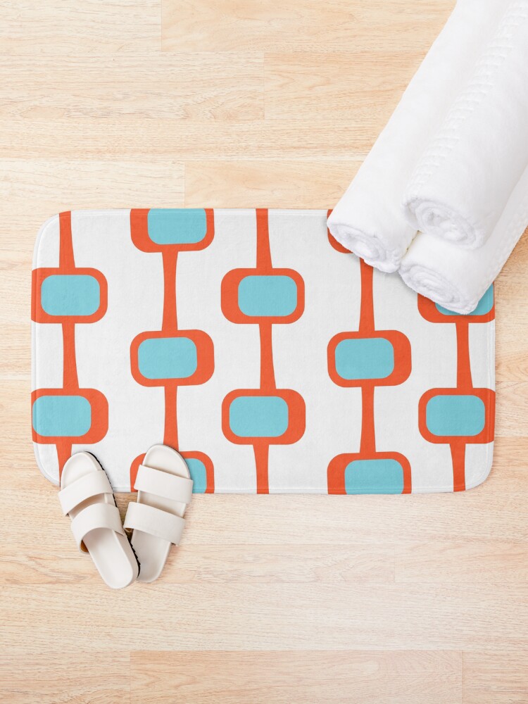 Thumbnail 2 of 6, Bath Mat, Mid Century Modern Orange Pattern designed and sold by CarlaBaremb.