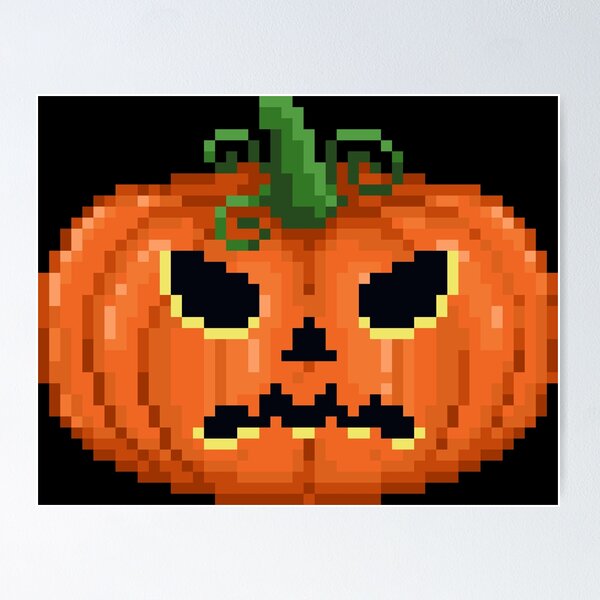 Pixel Art Pumpkin Icon. 32x32 Pixels. Vector Illustration On A